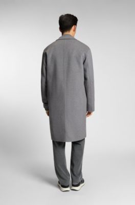Relaxed-fit coat in a melange wool blend, Light Grey