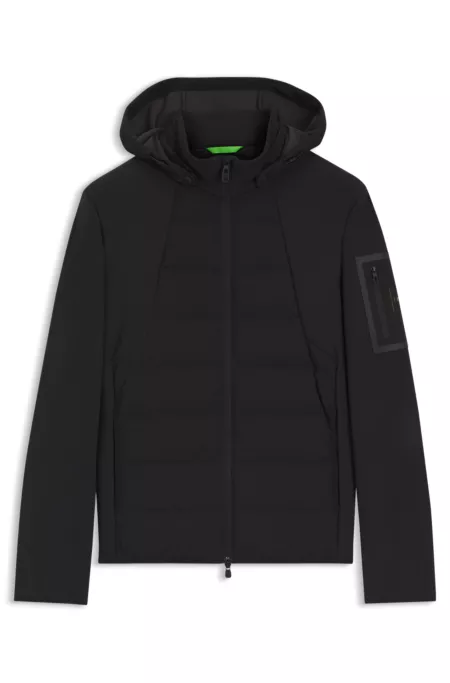 Water-repellent down jacket with detachable hood