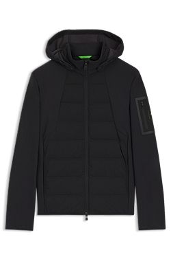 Water-repellent down jacket with detachable hood