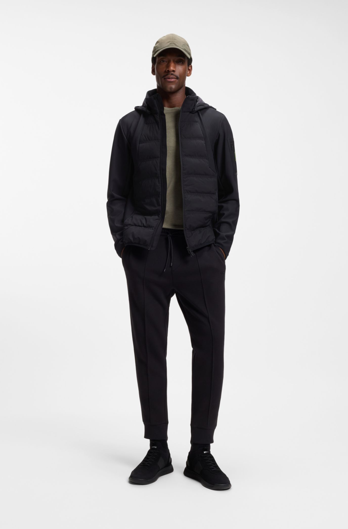 BOSS - はっ水ダウンジャケット デタッチャブルフード - ブラック