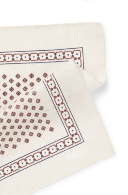 Pocket square with digital print, White Patterned