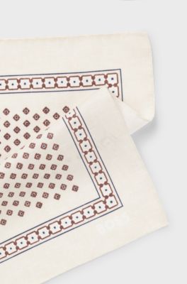 Pocket square with digital print, White Patterned