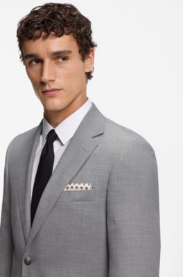 Pocket square with digital print, White Patterned