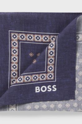 Pocket square with digital print, Blue Patterned