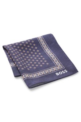 Pocket square with digital print, Blue Patterned