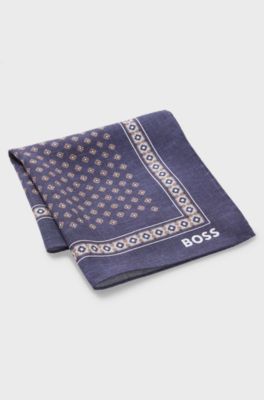 Pocket square with digital print, Blue Patterned