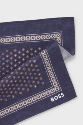 Pocket square with digital print, Blue Patterned