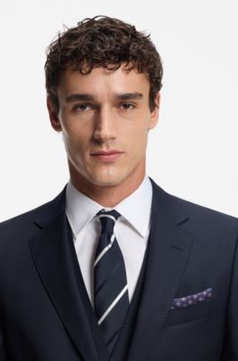 Pocket square with digital print, Blue Patterned