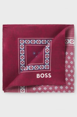 Pocket square with digital print, Dark Red