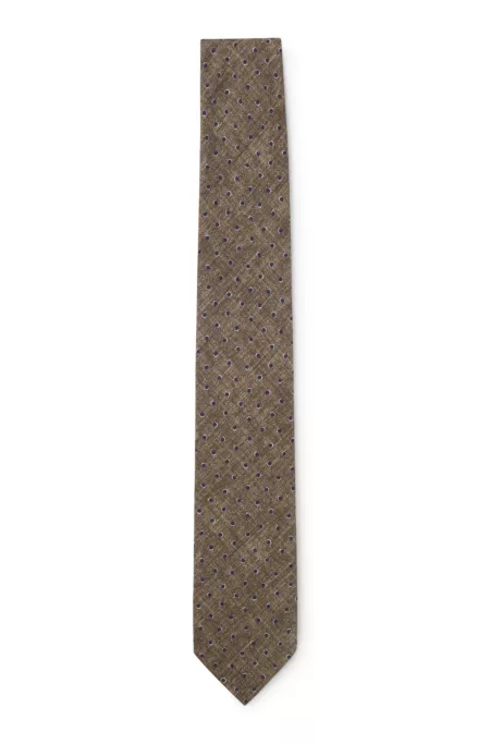 Printed tie in cotton and wool