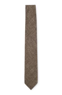 Printed tie in cotton and wool, Brown