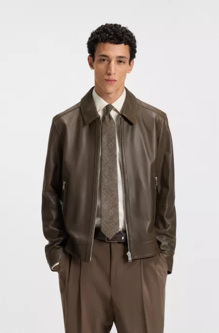 Printed tie in cotton and wool