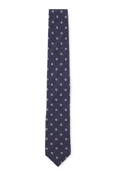 Printed tie in cotton and wool