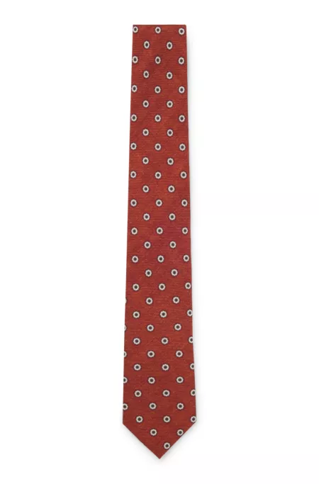 Printed tie in cotton and wool