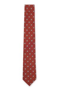 Printed tie in cotton and wool, Dark Orange
