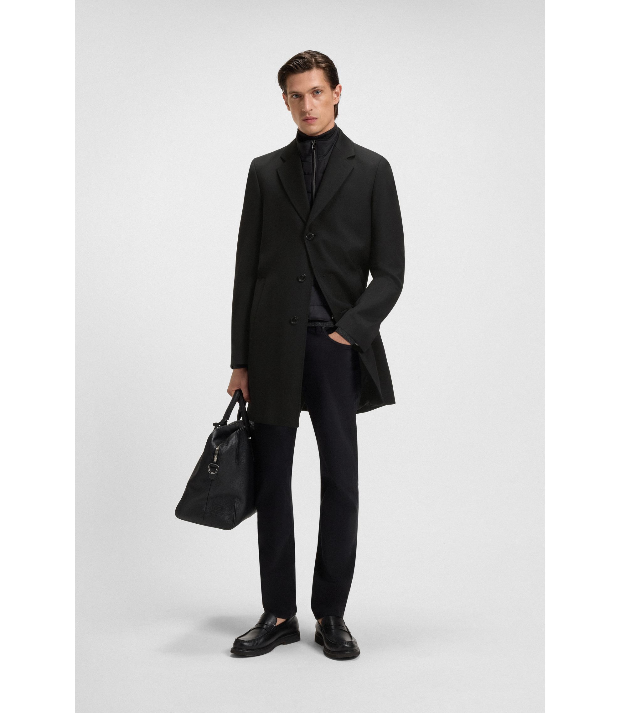 HUGO BOSS チェスターコート サイズ48 スリムフィット ネイビー HUGO