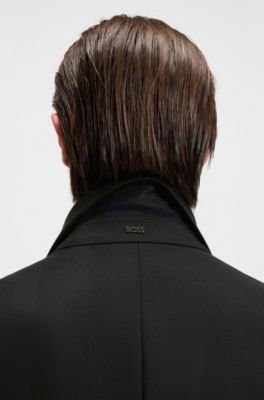 Wasserabweisender Slim-Fit Mantel mit herausnehmbarem Innen-Layer, Schwarz