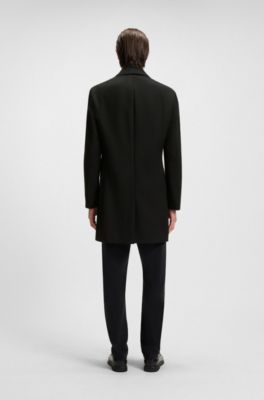 Slim-fit water-repellent coat with detachable inner, Black