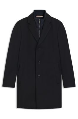 Slim-fit water-repellent coat with detachable inner, Dark Blue