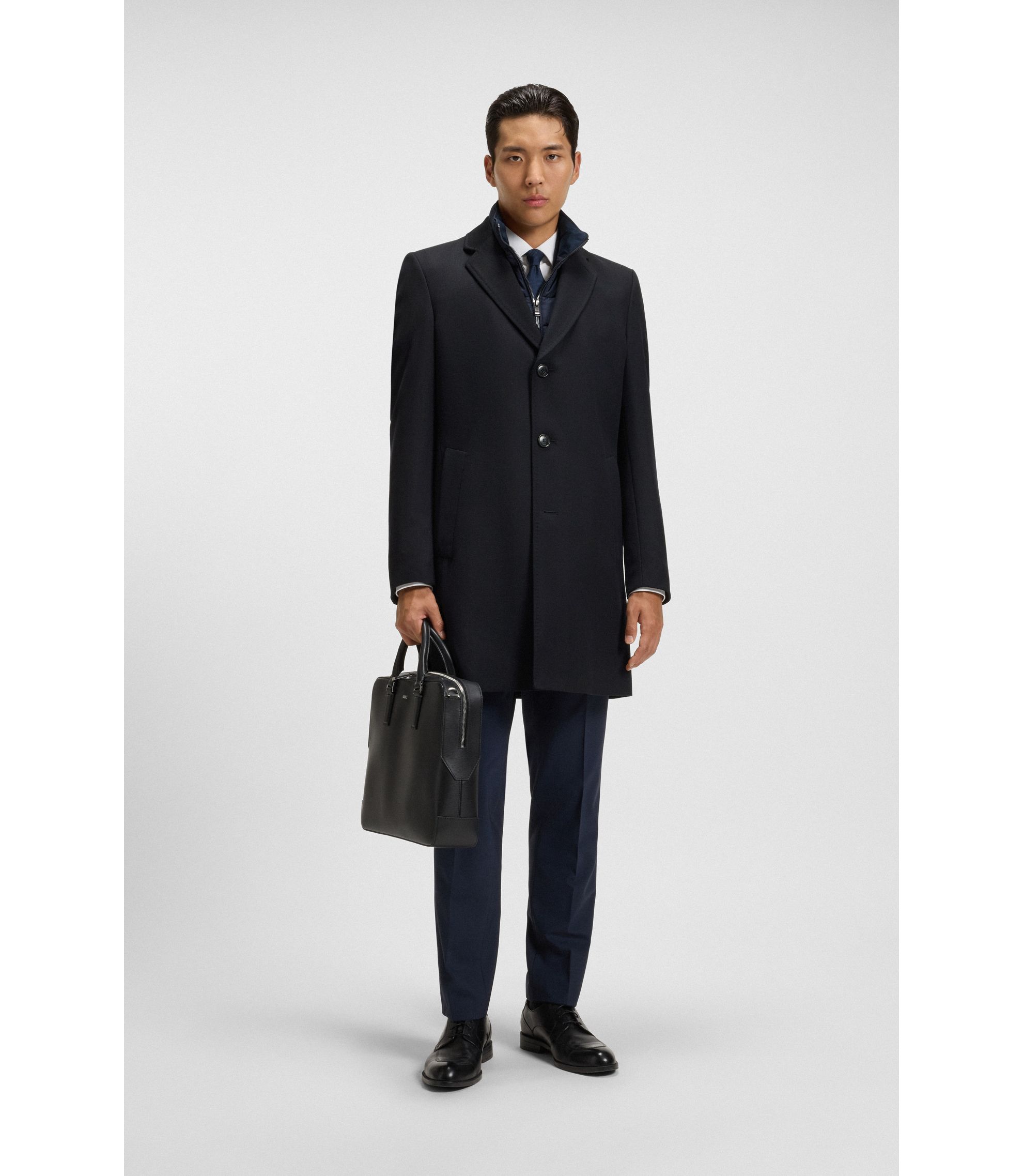 BOSS - はっ水スリムフィットコート デタッチャブルインナー - ダーク