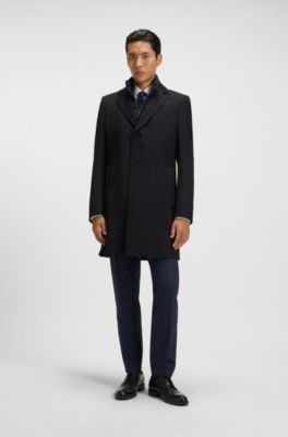Slim-fit water-repellent coat with detachable inner, Dark Blue