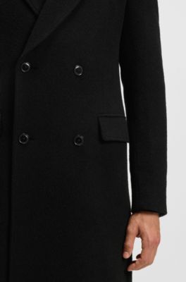 Double-breasted coat in an alpaca blend, Black
