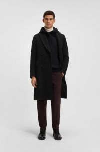 Double-breasted coat in an alpaca blend, Black