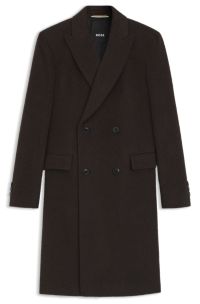 Double-breasted coat in an alpaca blend, Dark Brown