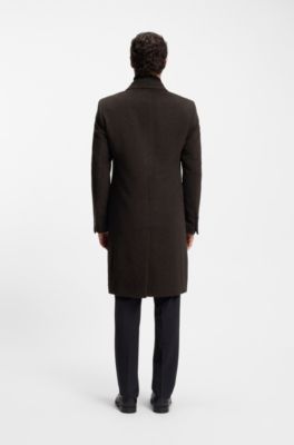 Double-breasted coat in an alpaca blend, Dark Brown