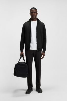 Relaxed-fit T-shirt van stretchkatoen met logokraag, Wit