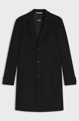 Slim-fit coat in cashmere, Black