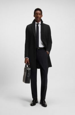 Slim-fit coat in cashmere, Black