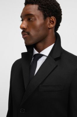 Slim-fit coat in cashmere, Black