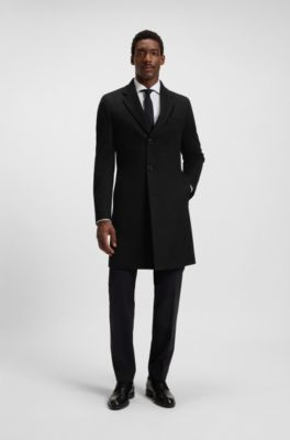 Slim-fit coat in cashmere, Black