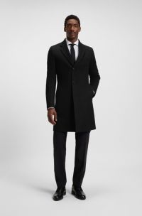 Slim-fit coat in cashmere, Black