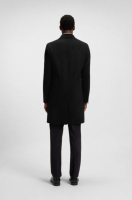 Slim-fit coat in cashmere, Black