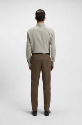 Slim-fit shirt in herringbone twill, Light Brown
