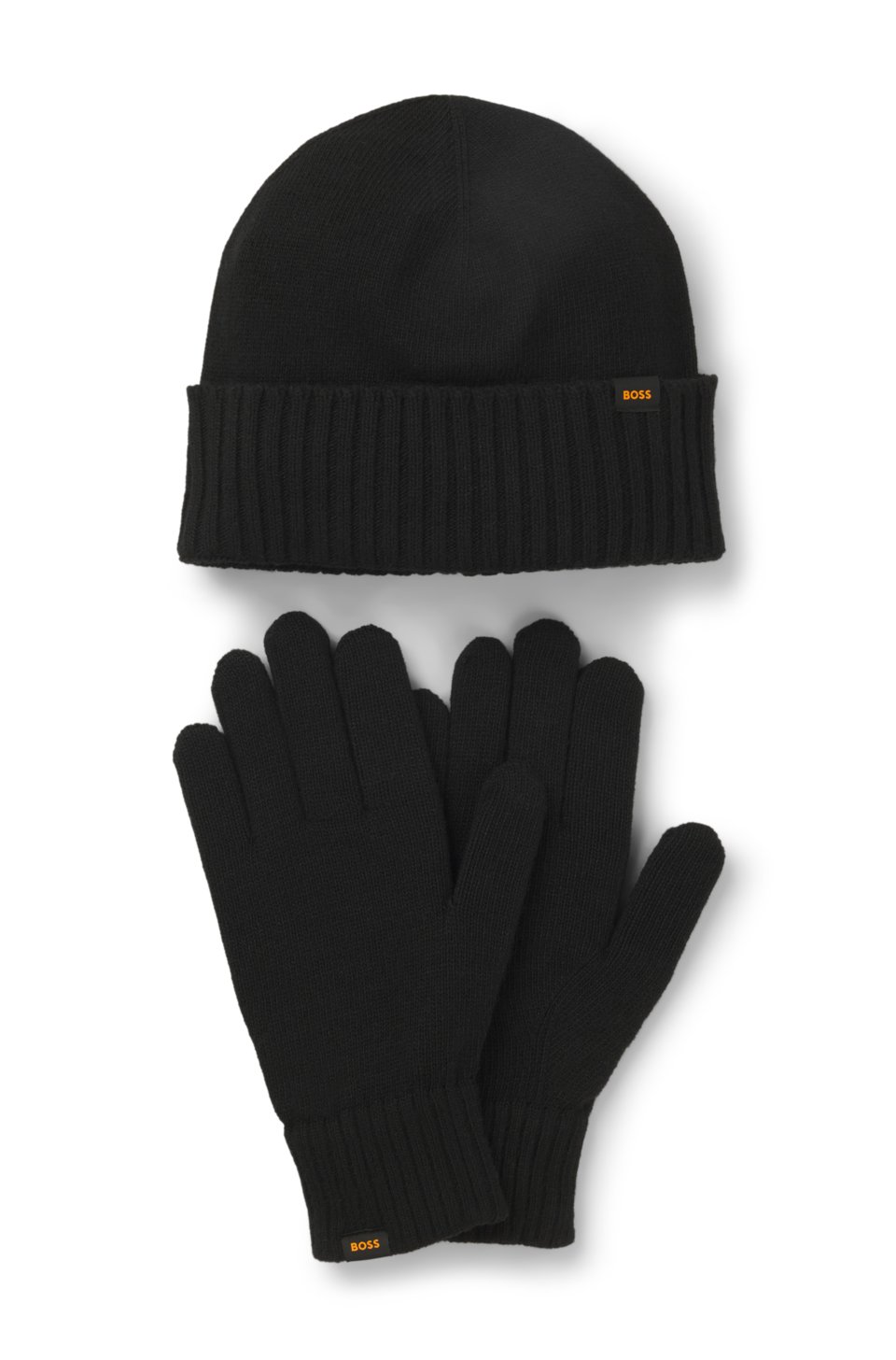 Knitted beanie hat and gloves gift set