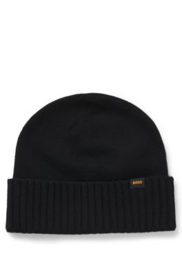 Knitted beanie hat and gloves gift set, Black