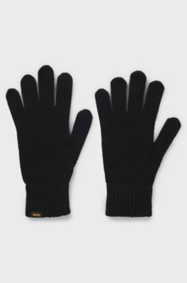 Knitted beanie hat and gloves gift set, Black