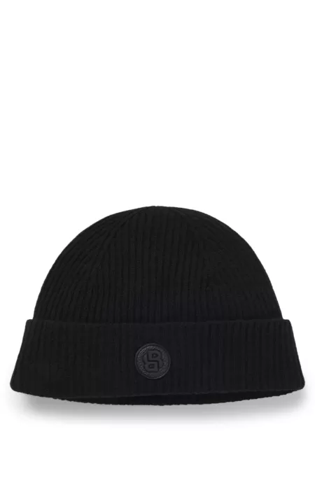 Wool-cashmere beanie hat with Double B monogram