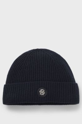 Beanie van kasjmier en wol met Double B-monogram, Donkerblauw