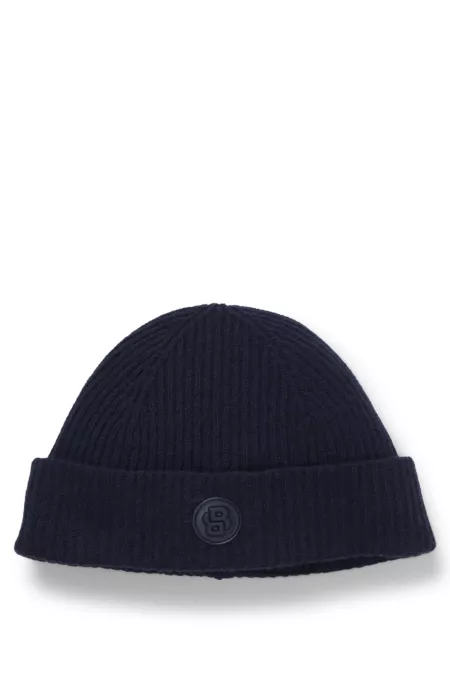 Wool-cashmere beanie hat with Double B monogram