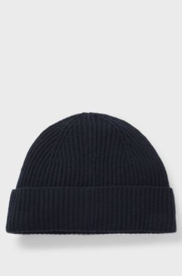 Wool-cashmere beanie hat with Double B monogram, Dark Blue