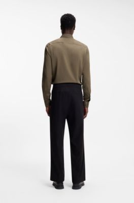 Slim-fit shirt in stretch twill, Khaki