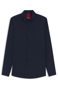 Slim-fit shirt in stretch twill, Dark Blue