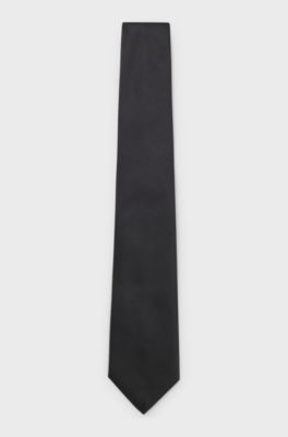 Italian-made tie in silk jacquard, Black