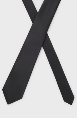 Italian-made tie in silk jacquard, Black