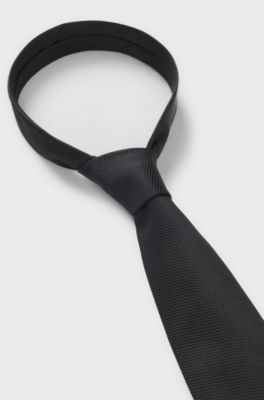 Italian-made tie in silk jacquard, Black