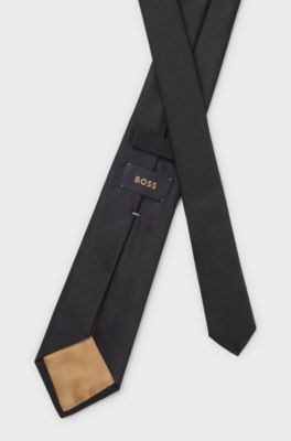 Italian-made tie in silk jacquard, Black